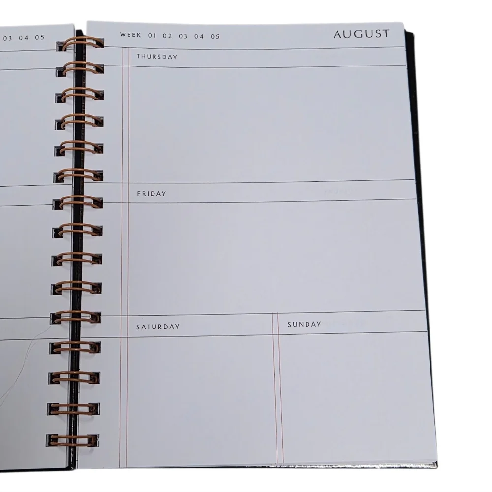 Weekly Planner Spiral Bound Undated Black Minimal Grid Notebook New Unused